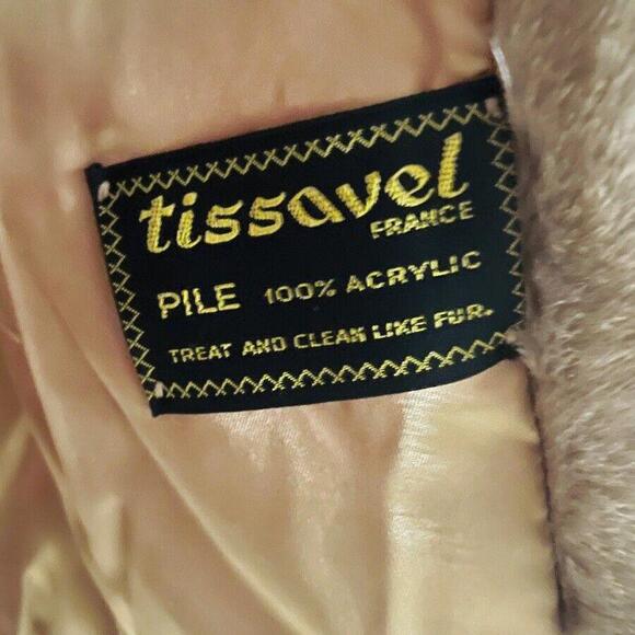 Vintage Tissavel Womens Fur Coat Brown Shawl Collar Hook Front One Size - Picture 4 of 5